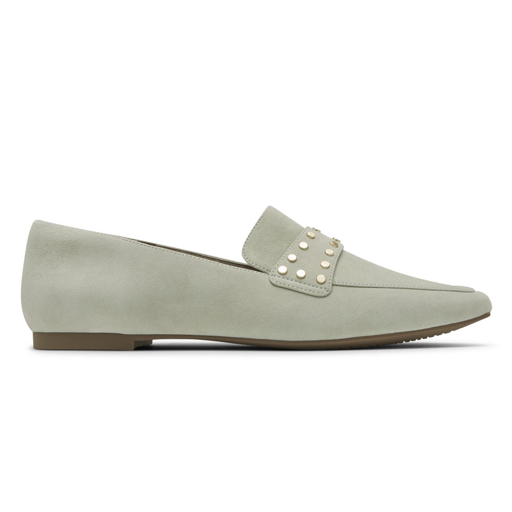 Rockport Singapore Womens Loafers - Total Motion Laylani Studded Olive - AV6458270